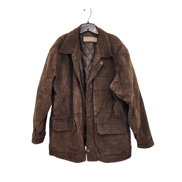 Santa Fe Outback Men's Leather Quilted Lining Full Zip Jacket Brown - Picture 1 of 7